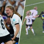 Duitsland bereikt halve finales EK na penalty's tegen Frankrijk ondanks rood na haartrekken