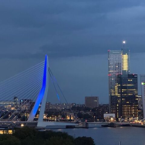Erasmusbrug krijgt blauwe verlichting na langdurige storing