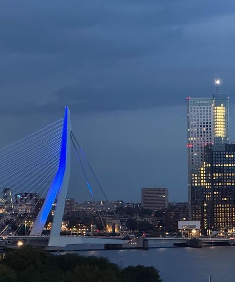 Erasmusbrug krijgt blauwe verlichting na langdurige storing