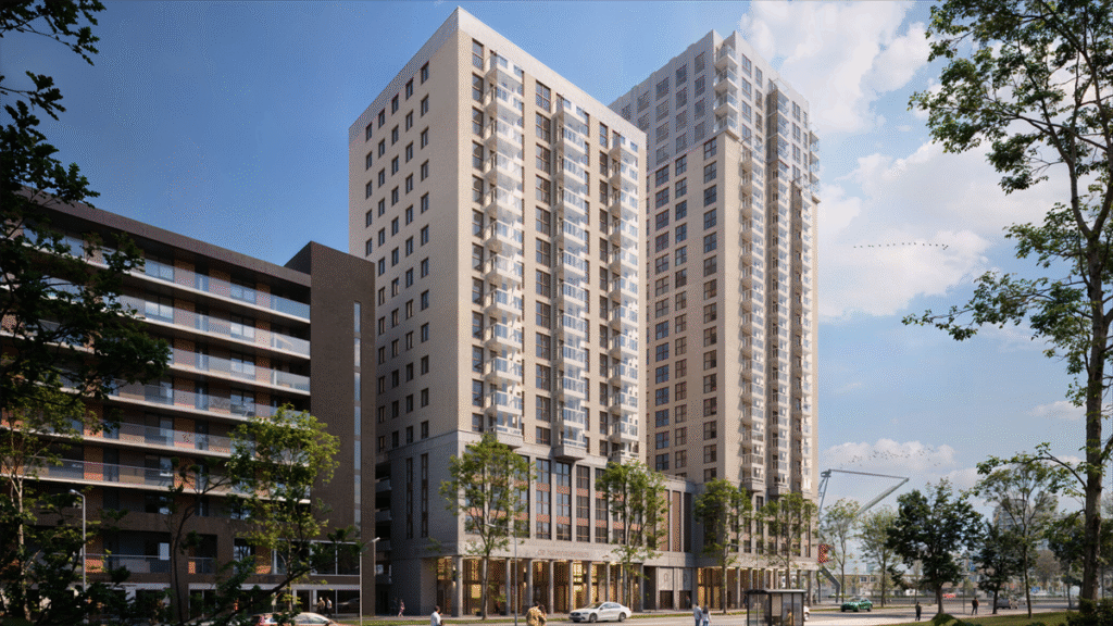 VanWonen start bouw van twee woontorens in Haagse Petroleumhaven met sociale en middenhuurwoningen