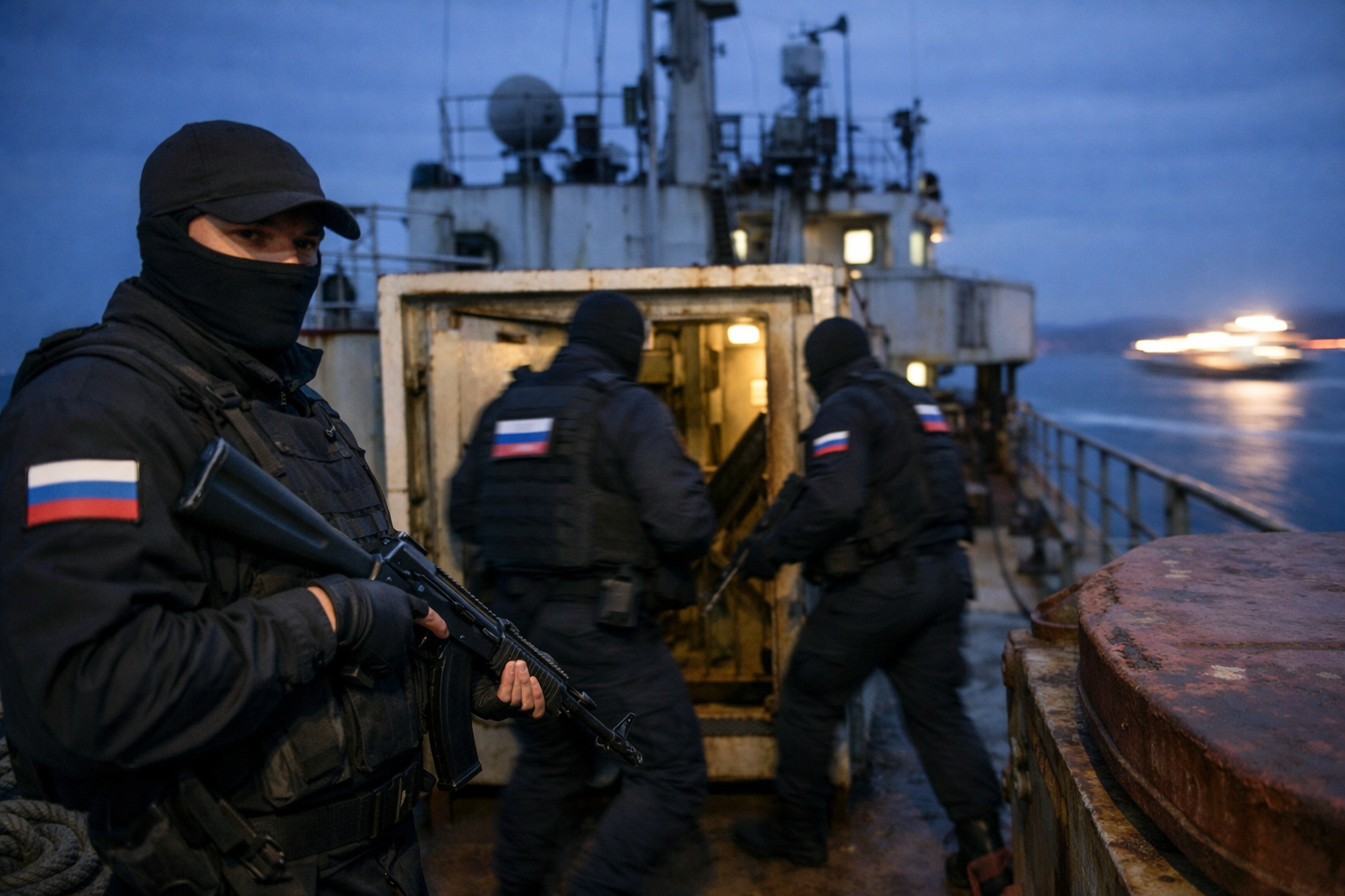 Russische veiligheidsagenten ontdekt aan boord van 'spooktanker' in Franse wateren