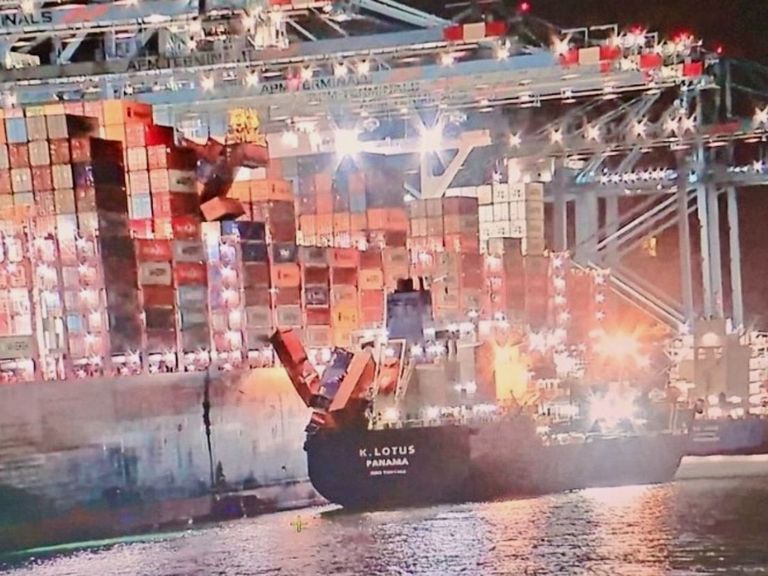 Negen lege containers vallen op schip in Rotterdamse haven tijdens laden