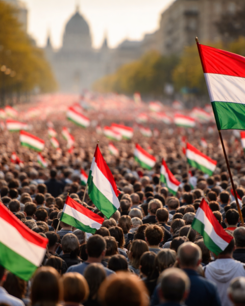 Massale nationale mars in Boedapest zet toon voor historische verkiezingen