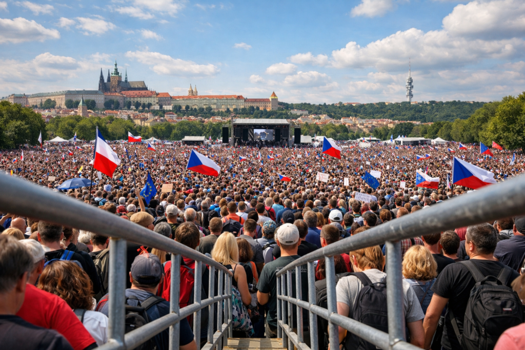 Pragers overspoelen Letná in massaprotest tegen regering Babiš
