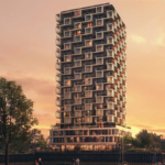 Nieuwe woontoren New Maas verrijst naast Van Brienenoordbrug in Rotterdam met 176 appartementen
