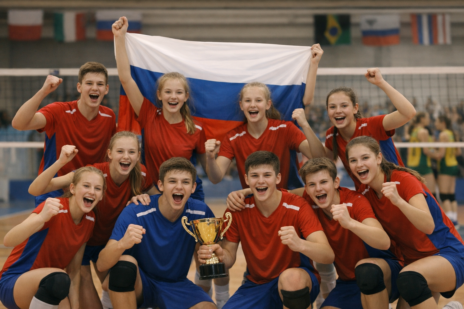 Russisch jeugdvolleybalteam wint internationale wedstrijd onder eigen vlag na IOC-besluit