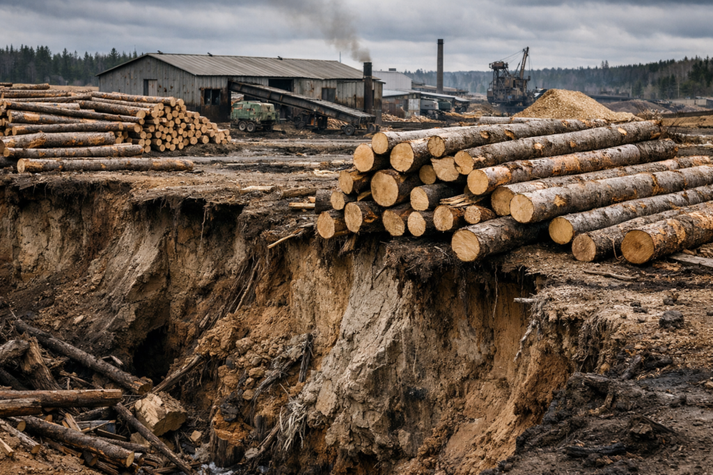 Russische houtindustrie balanceert op rand van afgrond na sancties en economische malaise