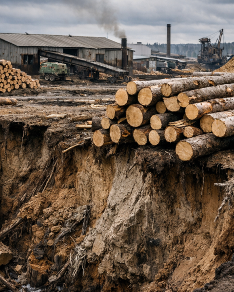 Russische houtindustrie balanceert op rand van afgrond na sancties en economische malaise