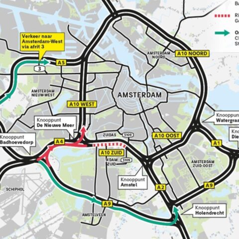 Meer wegafsluitingen en verkeersdrukte in Amsterdam deze week; Geen treinen naar station Zuid