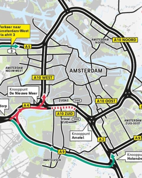 Meer wegafsluitingen en verkeersdrukte in Amsterdam deze week; Geen treinen naar station Zuid