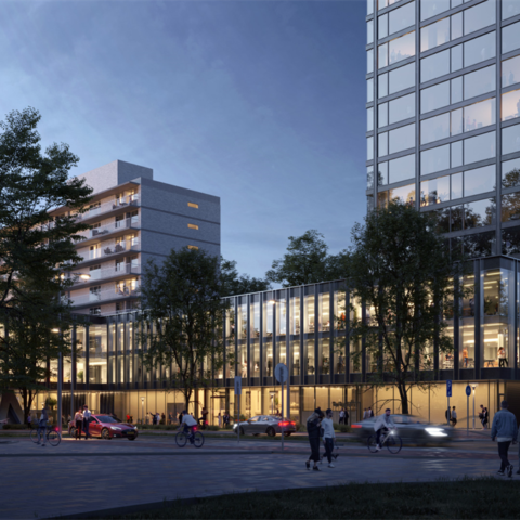 Herontwikkeling van kantoor aan Parnassusweg in Amsterdam Zuid tot duurzaam pand Noon