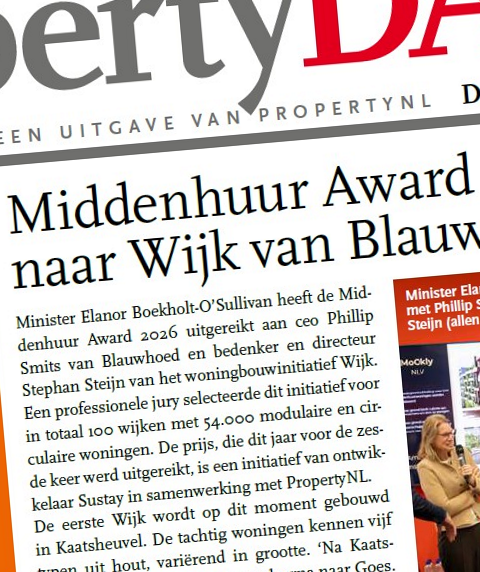 Minister Boekholt overhandigt Middenhuur Award aan Blauwhoed tijdens PROVADA PropertyDay nr. 3