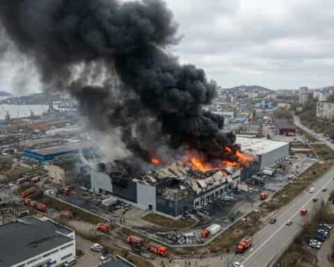 Grote brand verwoest magazijn van elektronicaketen DNS in Vladivostok