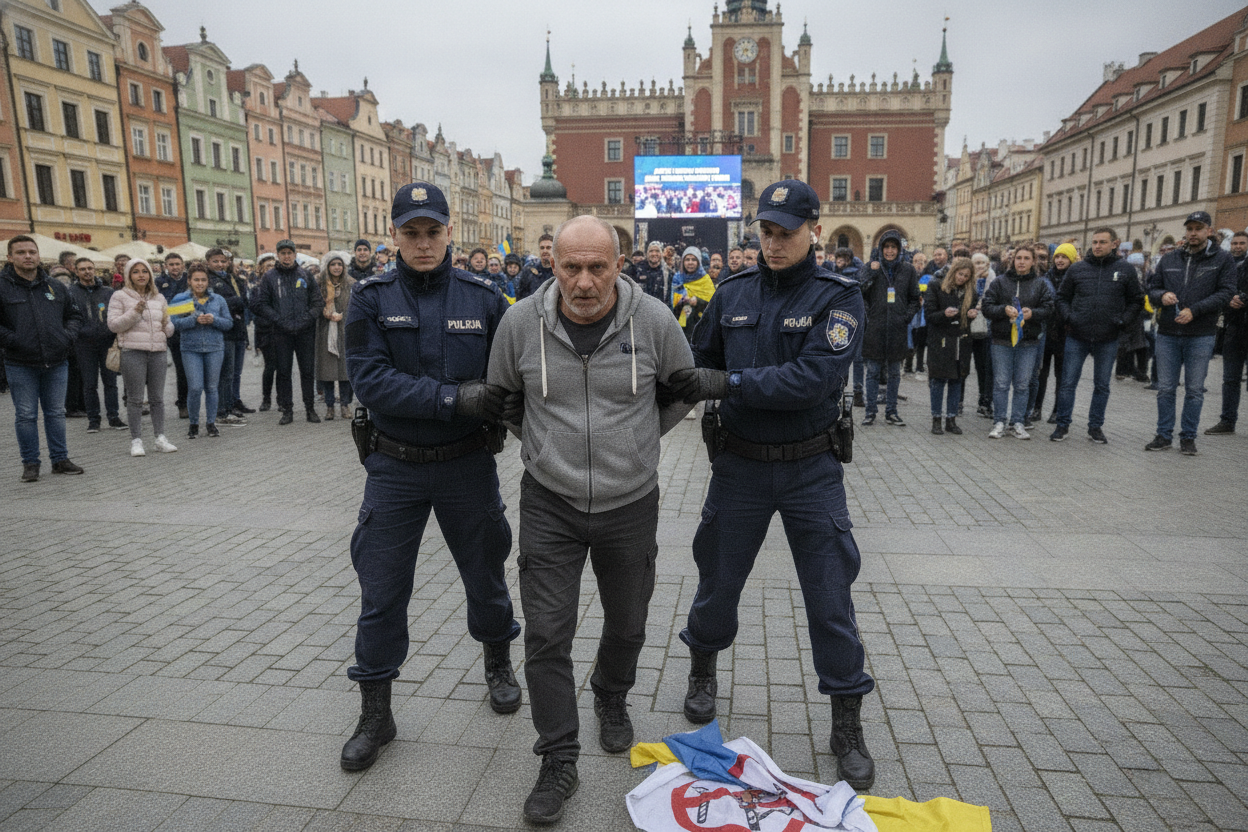 Man met Russische spionageverleden aangehouden na anti-Oekraïense actie in Poznań