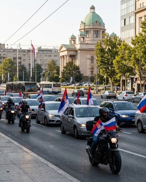 Narodni Patrol organiseert in Belgrado pro-Russische autotocht tegen EU-koers