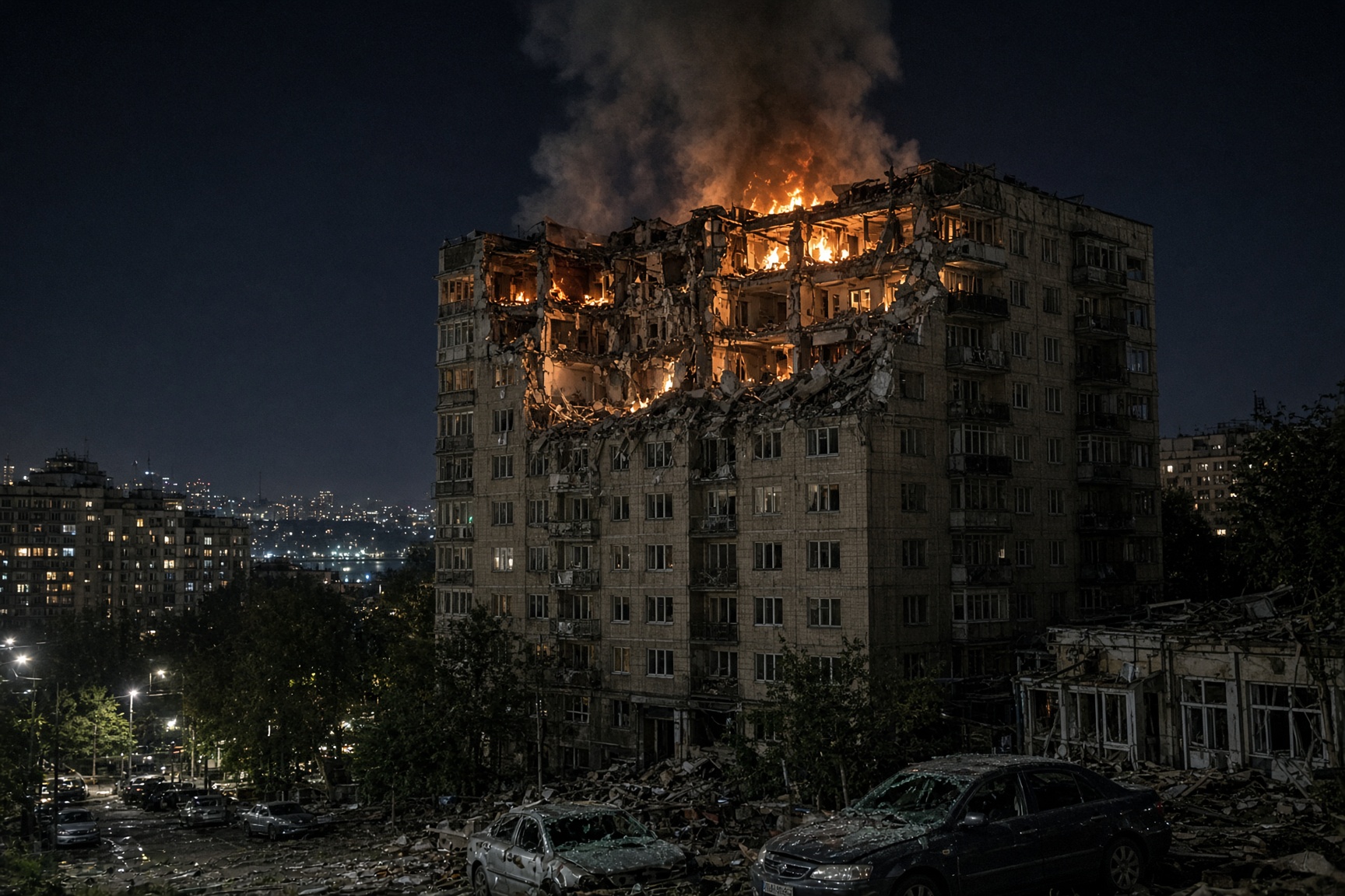 Rusland voert massale raket- en droneaanval uit op Kyiv en omgeving