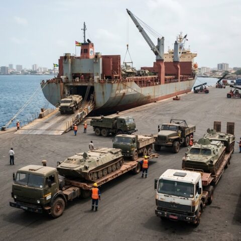 Kremlin stuurt via gesanctioneerd vrachtschip militaire voertuigen naar Mali