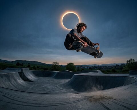 Spaanse skateboarder Danny León brengt truc tijdens zonsverduistering naar tientallen miljoenen kijkers