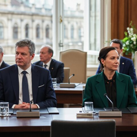 Voormalig Pools onderminister Romanowski aanwezig naast Russische diplomate in Boedapest