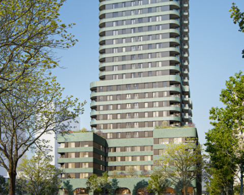 340 woningen in 104 meter hoge woontoren Skymark in de Binckhorst, Den Haag