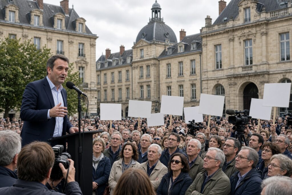 Les Patriotes houdt in Arras betoging tegen sancties en steun aan Oekraïne