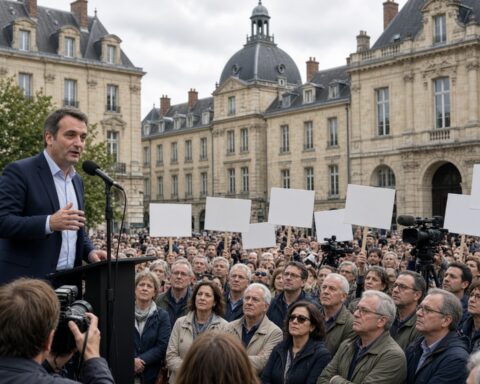 Les Patriotes houdt in Arras betoging tegen sancties en steun aan Oekraïne