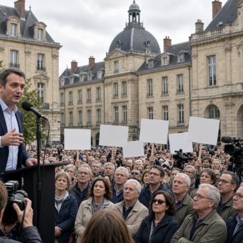 Les Patriotes houdt in Arras betoging tegen sancties en steun aan Oekraïne