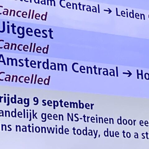 Alle nationale en internationale treinen afgelast op 9 september behalve Amsterdam-Schiphol