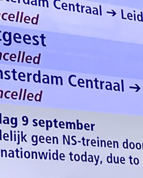 Alle nationale en internationale treinen afgelast op 9 september behalve Amsterdam-Schiphol