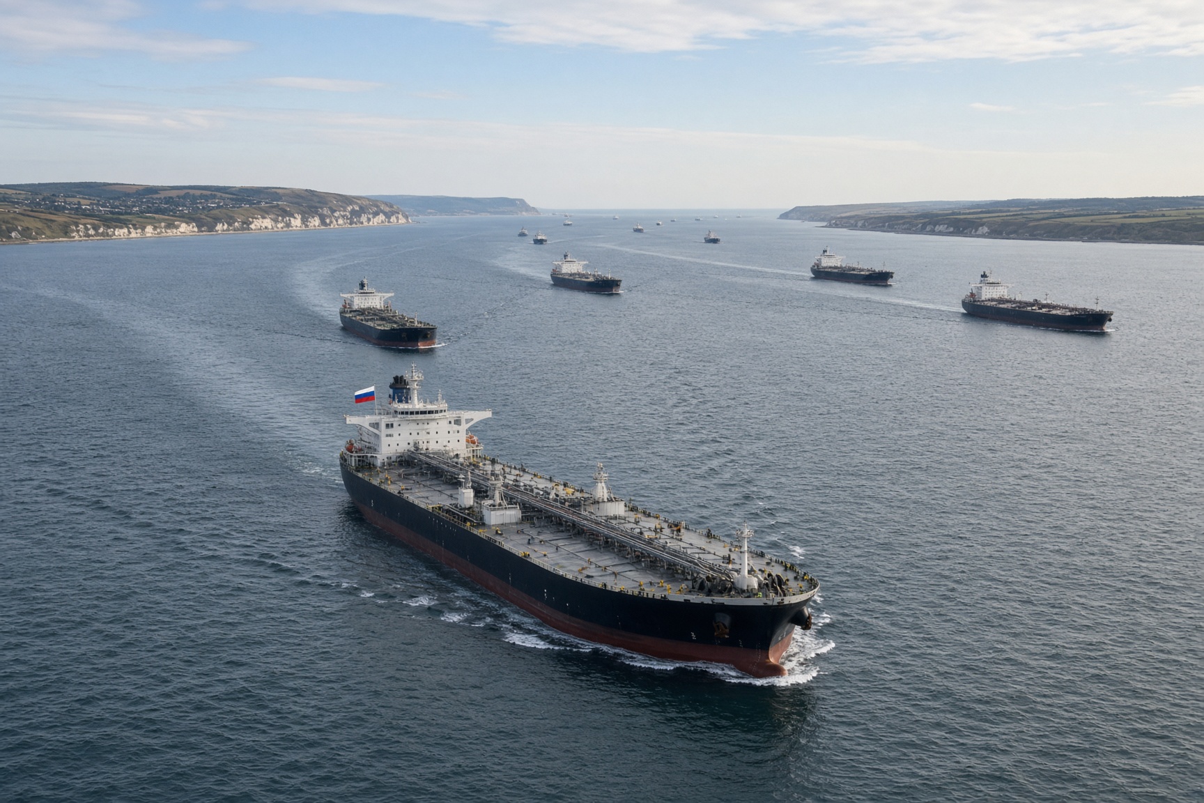 Elf Russische olietankers varen ondanks sancties door het Kanaal