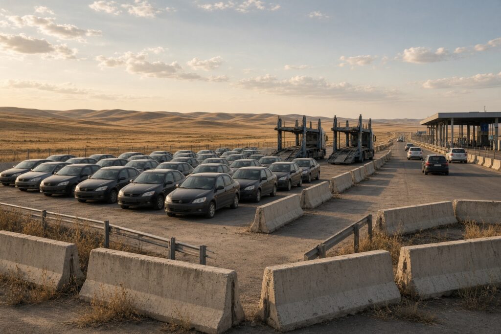 Russische auto-export naar Kazachstan stort in na nieuwe recyclingheffing