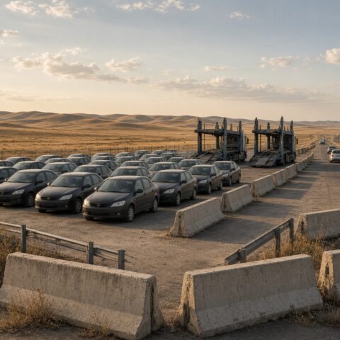 Russische auto-export naar Kazachstan stort in na nieuwe recyclingheffing