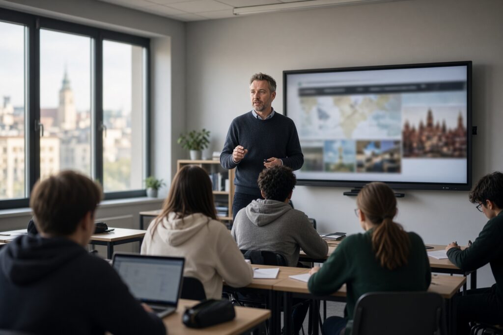 Voormalig medewerker van Russische staatsmedia geeft geschiedenisles op Tsjechische school in Pilsen