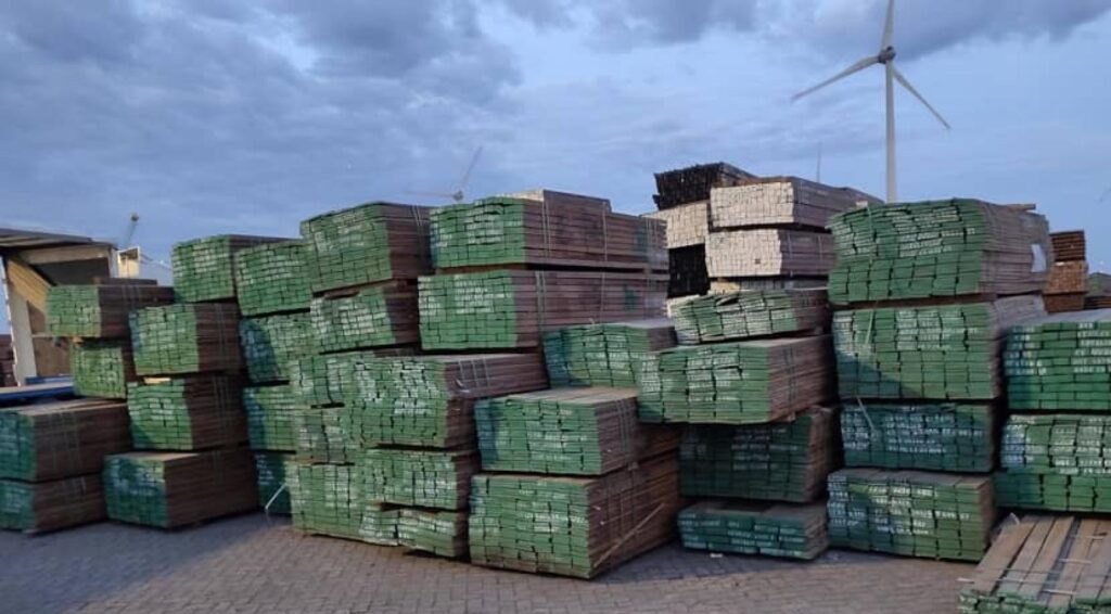 Nederlandse autoriteiten nemen 375 ton illegaal gewonnen tropisch hout in beslag