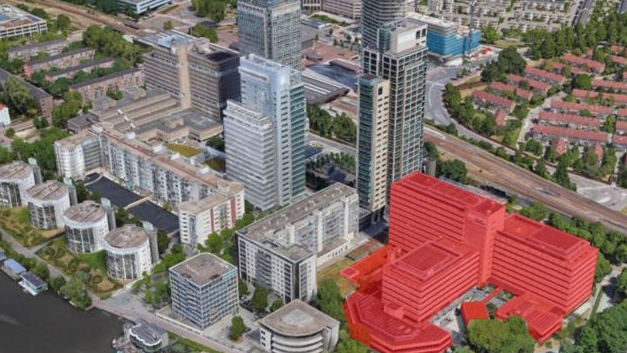 Sloop van brutalistisch kantoorcomplex aan Spaklerweg in Amsterdam begint voor nieuwe ontwikkeling