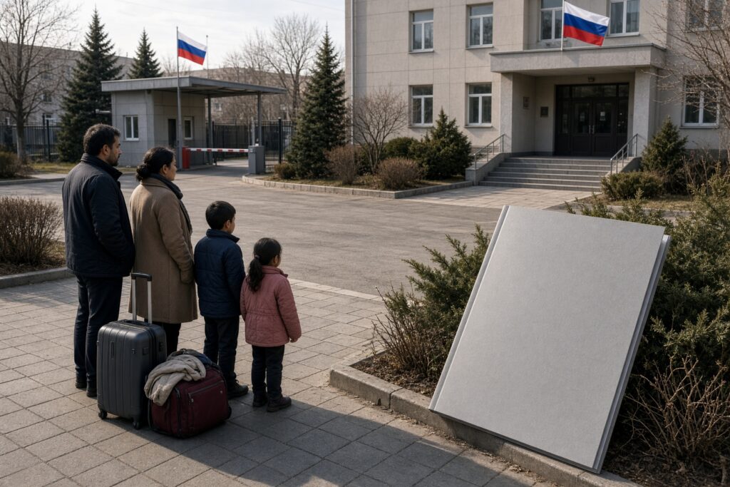 Een Russisch verblijfsdocument krijgt een militaire voorwaarde