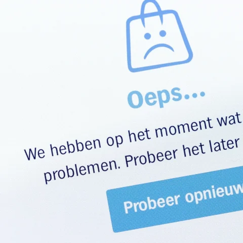 Scherm met een foutmelding en de tekst ‘Oeps… Probeer opnieuw’.