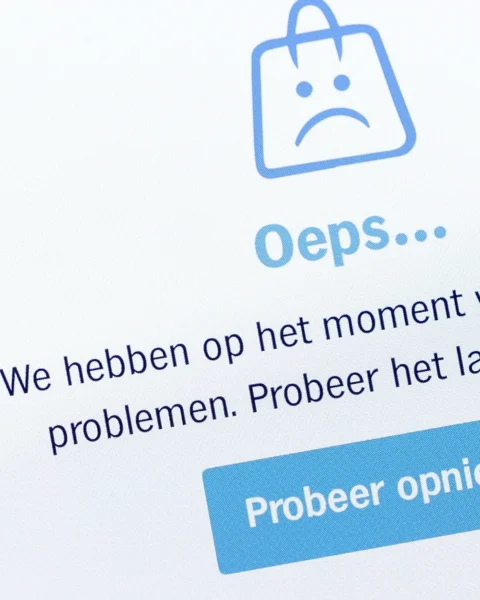 Scherm met een foutmelding en de tekst ‘Oeps… Probeer opnieuw’.